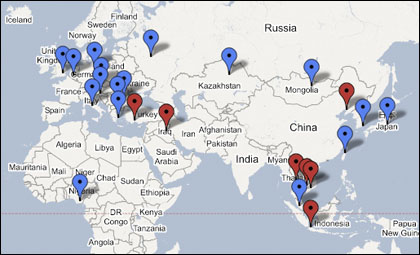 Source : EPIDEMIca; See Bird Flu Tracker for latest at http:/www.frappr.com/birdflutrackert.